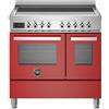 Ⓜ️🔵🔵🔵 BERTAZZONI PRO95I2EROT - Piano cottura a Induzione, Serie Professional, Rosso, Doppio forno, 90 cm, 5 zone a induzione, 2 zone flex, Comandi touch