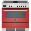 Ⓜ️🔵🔵🔵 BERTAZZONI PROCH94I1EROT - Piano cottura a induzione, Cappa Integrata, Cucina Air-Tec, 4 Zone, Serie Professional, Rosso, Forno elettrico, 90 cm