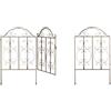 Relaxdays Cancello da Giardino, 3 Parti, Porta e 2 Segmenti di Recinzione, Look Vintage, Cerniere, HL98,5x185 cm, Bronzo