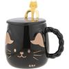 lachineuse TAZZA GATTO GIAPPONESE - TINTA NERA - Con Coperchio e Cucchiaio