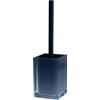 Gedy Auckland Scopino Bagno WC in Resina in Finitura Blu petrolio, Scopino WC con Ciuffo in Setole Nere di Nylon, Scopino WC d'appoggio