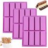 LCOUACEO Stampo Silicone Rettangolare 3 pezzi Stampo in Silicone per Torte, Tortiera Silicone 8 Cavità in Silicone Antiaderente per Barrette Energetiche Teglia, Pane, Cheesecake, Sapone, Cubetti di Ghiaccio