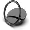 Msagkah Anello di Presa per le Dita in Metallo, Supporto Rotondo Portatile Regolabile a 360° per iPhone, Samsung, Huawei (Nero)