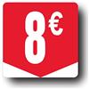 Affichesstore 30268- Rotolo di 500 Etichette Adesive 8€ - Formato Quadrato 35x35mm - Lucidi - Adesivi Prezzo Rotondo Euro