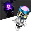 NHHEO HB2 H4 LED Faro Del Motociclo Lampadina Rosso Blu Angelo Occhio 25W 6000K con Faretto Super Bright Moto High Beam/Low Beam Giallo+Bianco 4 Modalità Illuminazione Plug and Play 12V-80V 1PCS