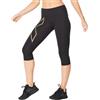 2XU Light Speed Mid-Rise Compression 3/4 Tights Pantaloni, Nero/Oro Riflettente, XXL Donna