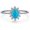 Bellitia Jewelry Turchese Blu e Diamanti CZ Argento 925 Anello di Fidanzamento Matrimonio, Kate Middleton Princess Diana Anello per Donna Ragazza