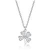 Diamond Treats Collana Quadrifoglio in Argento 925, Ciondolo Portafortuna per Donna e Ragazza, Catena in Argento, Oro Giallo o Oro Rosa