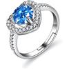 Bellitia Jewelry Anello Regolabile Donna Cuore in Argento Sterling 925, Anello con Pietra Zirconia Cubica, Regalo per Donne e Ragazze