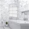 Jiubiaz Pannello doccia pieghevole per vasca da bagno, parete divisoria in vetro di sicurezza EGS da 6 mm, per doccia e vasca da bagno (100 x 140 cm) a strisce bianche