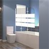 Jiubiaz Pannello doccia pieghevole per vasca da bagno, parete divisoria in vetro di sicurezza EGS da 6 mm, per doccia e vasca da bagno (120 x 140 cm) a strisce bianche