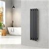EMKE Radiatore piccolo 900 x 240 mm, ovale a pannello, attacco centrale, verticale, design, radiatore tubolare, monostrato, antracite, 266 Watt