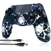 CHENGDAO Controller Wireless per PS4, Gamepad Double Shock ad alte prestazioni compatibile con Playstation 4 / Pro/Slim/PC con funzione audio, Mini LED - Skull