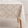 GAMUSI Tovaglia antimacchia tavolo rettangolare floreale jacquard impermeabile, 140 x 100 cm, tessuto al tatto, colore lino, da donna