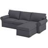 HomeTown Market Copridivano In Tessuto Resistente, Compatibile Con IKEA Ektorp Sofa. Divano Non Incluso (Chaise 4 posti poliestere grigio scuro)