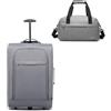 Kono Carrello portabagagli da trasporto morbido omologato per cabina con set di valigie (Grigio)