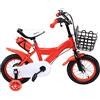 YESTAIM Bicicletta rossa da 12 pollici con doppia modalità freno, protezione catena, supporto ruota, cestino portaoggetti antiscivolo, resistente all'usura, pneumatici per ragazzi e ragazze, doppio