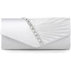 Damara - Pochette da donna, decorata con cristalli, ideale per serate eleganti, bianco (White), Large