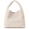 Oscaurt Borsa Tote in Pelle Intrecciata da Donna - Tracolla, Spesa, Manico Superiore con Sacchetto, Beige, Large