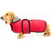 Geyecete-Cappotto Cane Impermeabile,Cappotto Bassotto,Bassotto Impermeabile Giacca con Regolabile Cintura,riflettuto Bassotto Giacca per piccola media Cani-Rosso-XS