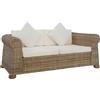 vidaXL Divano a 3 Posti con Cuscini in Rattan Naturale Sofa Cislonga Arredo vidaXL