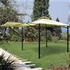 Veranda Gazebo Antigua in metallo verniciato con veranda grigio 3.30x3.30m telo beige