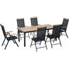 DecHome Set 7Pz Tavolo con Sedie da Giardino Pieghevoli e Regolabili Nero 92384B