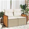 vidaXL Divano da Giardino con Cuscini a 2 Posti Beige in Polyrattan vidaXL