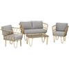 Outsunny Salotto da Giardino in Rattan Boho con Divanetto, 2 Poltrone e Tavolino