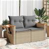 vidaXL Divano da Giardino con Cuscini a 2 Posti Beige in Polyrattan vidaXL