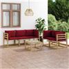 vidaXL Set Salotto da Giardino 6 pz con Cuscini Rosso Vino vidaXL