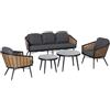 Outsunny Set Mobili da Giardino in Rattan 2 Tavolini Divano 3 Posti 2 Poltrone