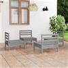 vidaXL Set Divani da Giardino 4 pz Bianco in Legno Massello di Pino vidaXL