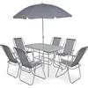 vidaXL Set Tavolo e Sedie da Giardino 6 pz in Textilene Acciaio Grigio Pranzo vidaXL