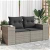 vidaXL Divano da Giardino con Cuscini 2 Posti Grigio in Polyrattan vidaXL