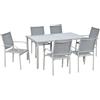 Outsunny Set da Giardino 7 Pezzi con Tavolo in Vetro e 6 Sedie, grigio