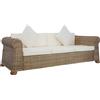 vidaXL Divano a 3 Posti con Cuscini in Rattan Naturale Sofa Cislonga Arredo vidaXL