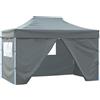 vidaXL Tenda Pieghevole Pop-Up 4 Pareti Laterali 3x4,5 m Crema Tendone Gazebo vidaXL