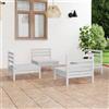 vidaXL Set Divani da Giardino 4 pz Bianco in Legno Massello di Pino vidaXL