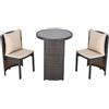 Outsunny Set Tavolino Sedie da Esterno e Giardino in Rattan Marrone e Beige