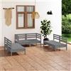 vidaXL Set Divani da Giardino 6 pz Bianco in Legno Massello di Pino vidaXL