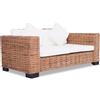 vidaXL 2x Divani con Cuscini in Rattan Naturale Sofa Decoro Arredo Salotto vidaXL