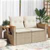 vidaXL Divano da Giardino con Cuscini a 2 Posti Beige in Polyrattan vidaXL