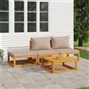 vidaXL Set Salotto Giardino 11pz Cuscini Grigio Chiaro Legno Massello vidaXL