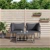 vidaXL Set Divani da Giardino 3 pz con Cuscini Antracite in Polyrattan vidaXL