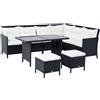 Outsunny Salotto da Giardino 6pz Set Mobili da Esterno in Rattan Nero