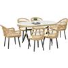 Outsunny Set da Giardino 7 Pezzi in Rattan PE con Tavolo da Pranzo e 6 Sedie