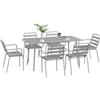 Outsunny Set da Giardino 7pz in Acciaio con 6 Sedie e Tavolo Grigio Chiaro