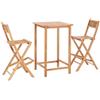 vidaXL Legno Massello di Teak Set da Bar 3pz Tavolino Sedie Giardino Bistrot vidaXL