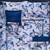 Roberto Cavalli set lenzuola matrimoniale in raso di cotone BIRD RAMAGE blu